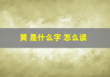 黄 是什么字 怎么读